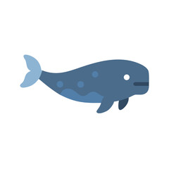 Blue whale cartoon vector illustration on black background