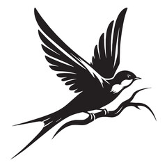 Darting Swallow silhouette, fast and agile – Swallow illustration – Minimalist Swallow vector – Bird silhouette

