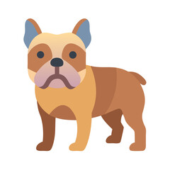 Stylized French bulldog illustration on black background in flat style