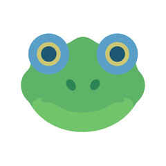 Fototapeta premium Friendly frog face graphic illustration against black backdrop