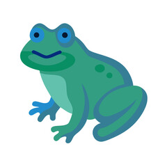 Green and Blue Flat Design Frog Illustration on Black