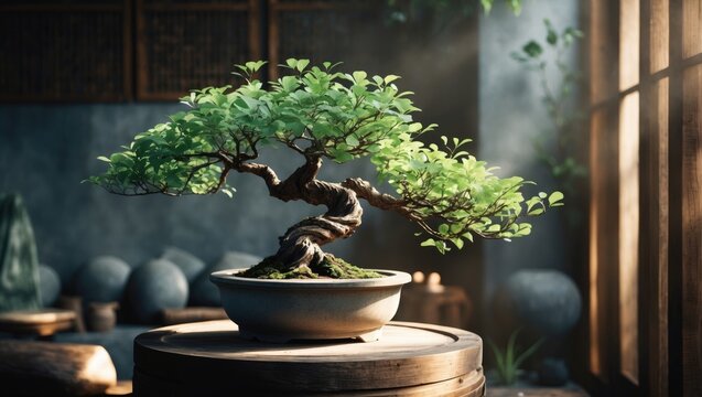 Boxus bonsai garden ornament featuring natural green foliage and organic design