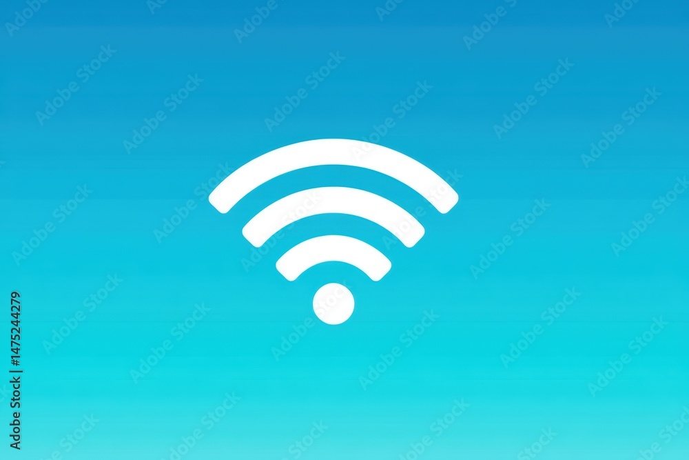 Poster a white wifi signal icon centered on a blue gradient background, symbolizing wireless internet conne