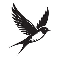 Obraz premium Fluent Flight Swallow silhouette – Swallow illustration – Minimalist Swallow vector – Bird silhouette