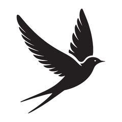 Swift Swallow silhouette in motion – Swallow illustration – Minimalist Swallow vector – Bird silhouette

