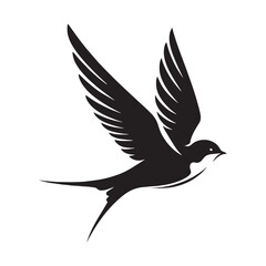 Elegant Swallow silhouette, wings spread wide – Swallow illustration – Minimalist Swallow vector – Bird silhouette

