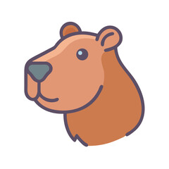 Cute stylized capybara head with rounded edges and outline