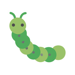 Simple flat graphic illustration of a green caterpillar