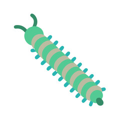 Cute flat illustration of a centipede on black background