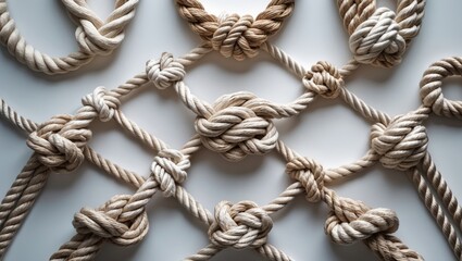 Detailed Showcase of Various Types of Rope Knots on White