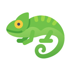 Fototapeta premium Flat illustration of a green chameleon on black background