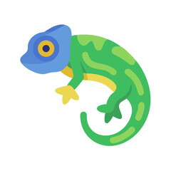 Cute cartoon chameleon illustration isolated on a dark background