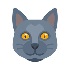 Cute blue cat head on a black background