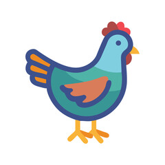Flat design illustration of a hen on black background