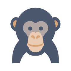 Simplified flat design illustration of a gorilla head isolated