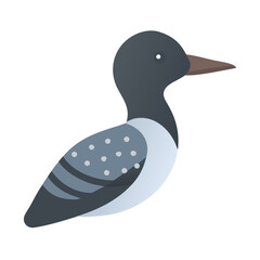 Flat graphic of a common loon swimming icon isolated