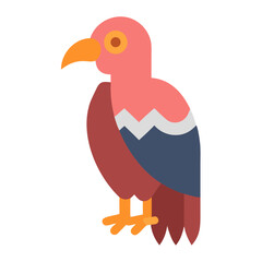 Stylized Flat Graphic of a Bird with Colorful Details