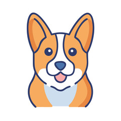 Cute corgi dog icon illustration on a black background