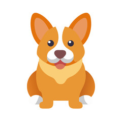 Charming Corgi illustration with simple, flat design on black backdrop