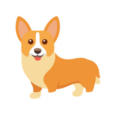 Flat Illustration of a Cute Pembroke Welsh Corgi Dog