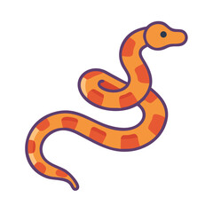Naklejka premium Cute orange snake with spots vector illustration on black