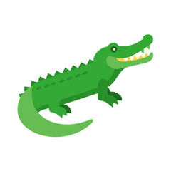 Stylized green cartoon crocodile with black background illustration image