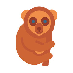 Cute lorises hugging itself in flat design style image