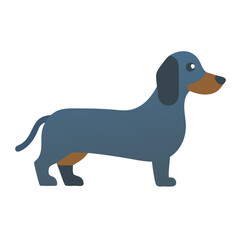 Stylized blue dachshund illustration on black background side view