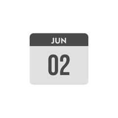 calender icon, 02 june icon with white background