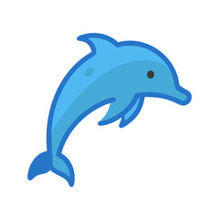 Blue dolphin jumping with black background illustration graphic design