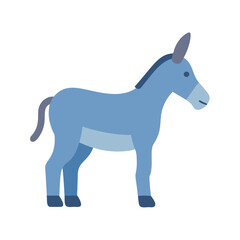 Flat illustration of a light blue donkey on black background