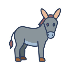 Cartoon donkey illustration with bold outlines on black background