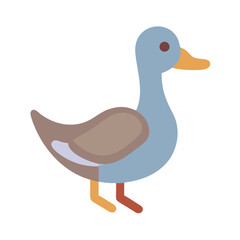 Cartoon duck with simple shapes on black background