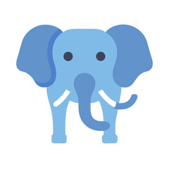 Cartoon Blue Elephant Illustration isolated against a black background