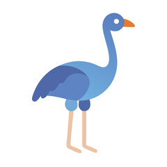 Blue bird graphic illustration in flat style on black