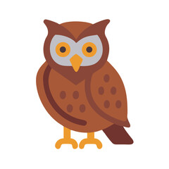 Flat style owl on black background animal illustration