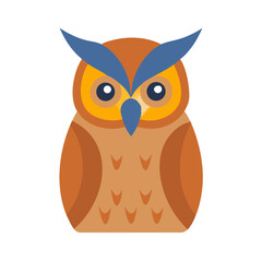 Flat vector illustration of owl on plain black background