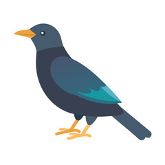 Flat illustration of a single bird on black background