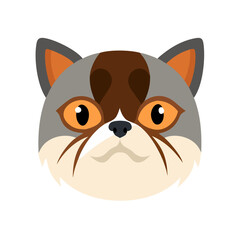 Cartoon gray cat face illustration on black background