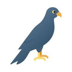 Isolated flat vector illustration of a standing blue falcon