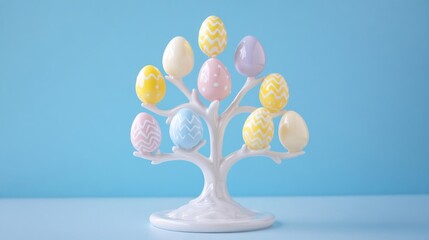 Pastel Easter Eggs on White Tree Decor
