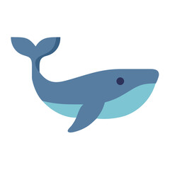 Stylized blue whale icon swimming on a black backdrop