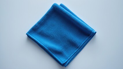 Top view of blue microfiber towel on background for household cleaning