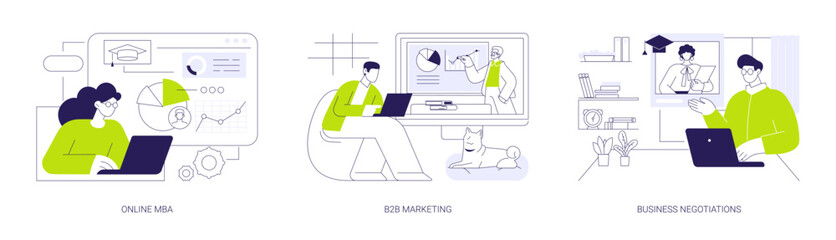 Online business courses isolated cartoon vector illustrations se