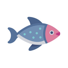 Cartoon fish illustration with pastel colors on black background