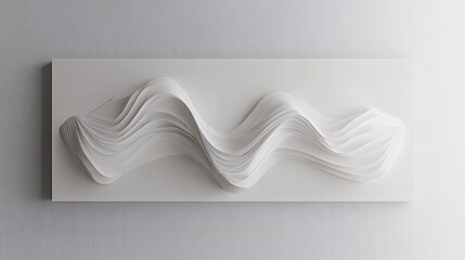 Abstract white wave pattern wall art.