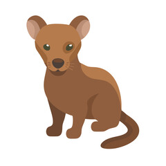 Illustration of a Fossa Sitting Against a Black Background