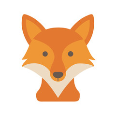 Fox graphic portrait on black background in flat style