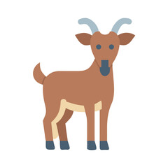 Flat design illustration of a cute brown goat