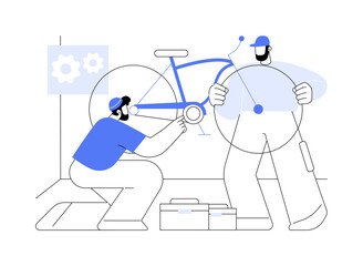 Custom bike building isolated cartoon vector illustrations.